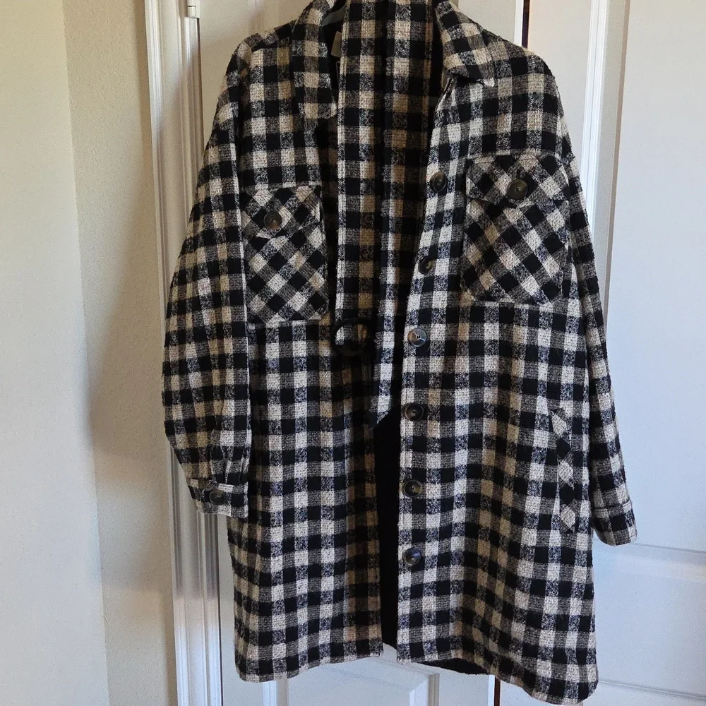 Nwt! Sezane Delfina Dress Black And White Checks Wool/alpaca/mohair - Picture 11 of 13